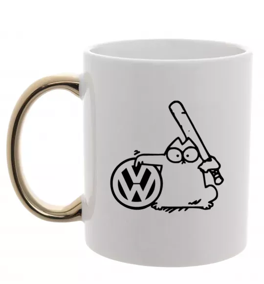 Чашка с цветной ручкой Danger Volkswagen Золото фото