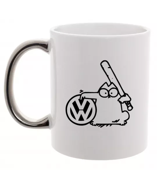 Чашка с цветной ручкой Danger Volkswagen Серебро фото
