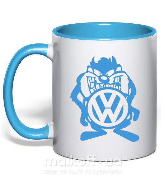 Чашка з кольоровою ручкою Мульт VW Блакитний фото