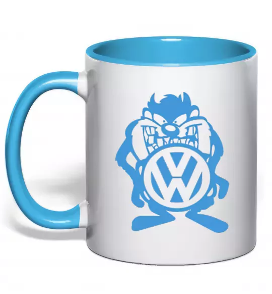 Чашка з кольоровою ручкою Мульт VW Блакитний фото