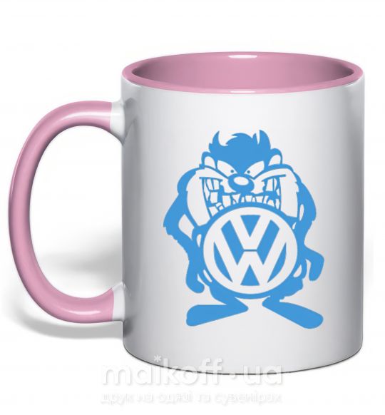 Чашка з кольоровою ручкою Мульт VW Ніжно рожевий фото