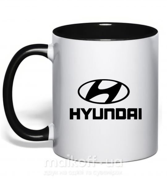 Чашка з кольоровою ручкою Hyundai logo Чорний фото