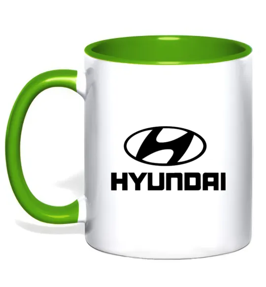 Чашка з кольоровою ручкою Hyundai logo Лаймовий фото