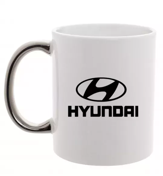 Чашка з кольоровою ручкою Hyundai logo Срібло фото