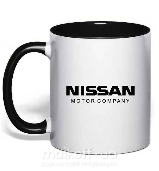 Чашка з кольоровою ручкою Nissan motor company Чорний фото