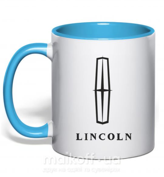 Чашка з кольоровою ручкою Logo Lincoln Блакитний фото