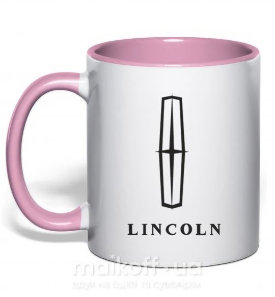 Чашка з кольоровою ручкою Logo Lincoln Ніжно рожевий фото