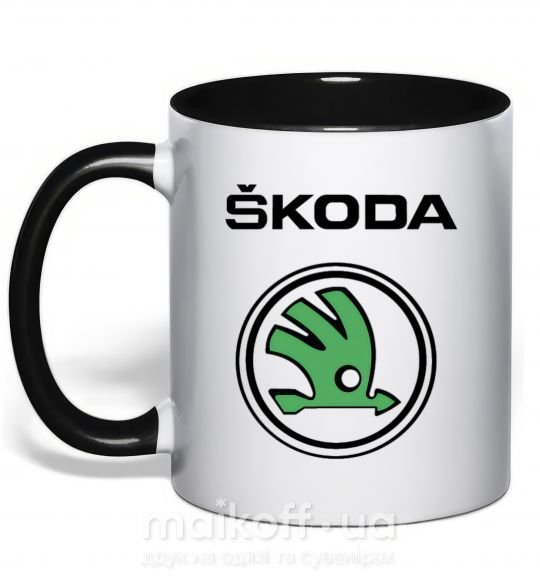 Чашка с цветной ручкой Logo skoda Черный фото