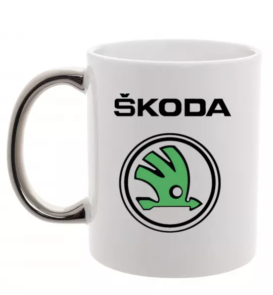 Чашка с цветной ручкой Logo skoda Серебро фото