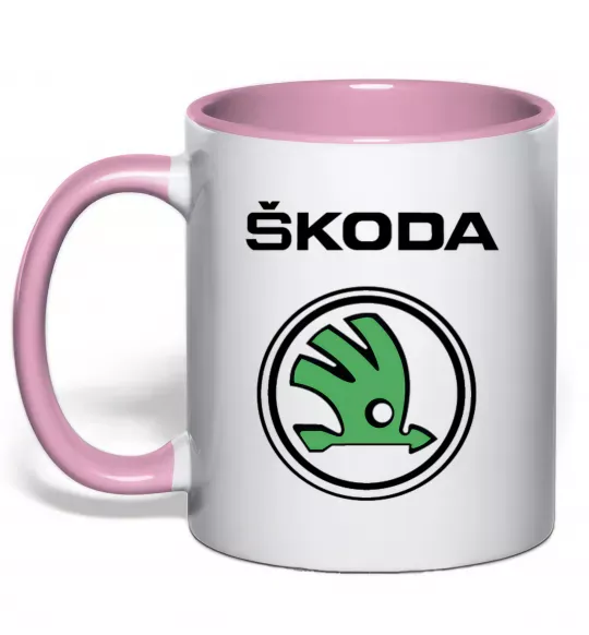 Чашка с цветной ручкой Logo skoda Нежно розовый фото