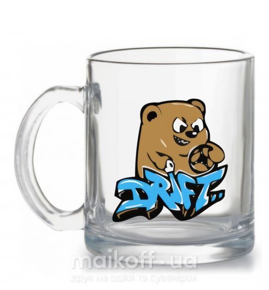 Чашка стеклянная Bear drift Прозрачный фото