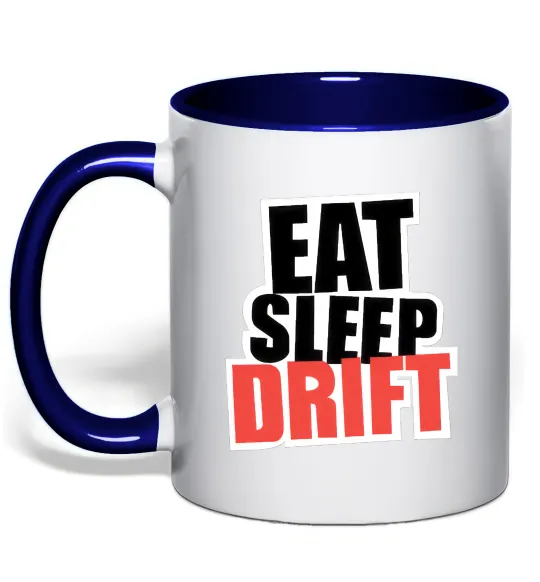 Чашка с цветной ручкой Eat sleep drift Глубокий темно-синий фото