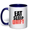 Чашка с цветной ручкой Eat sleep drift Глубокий темно-синий фото