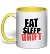 Чашка з кольоровою ручкою Eat sleep drift Лимонний фото
