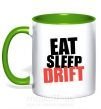 Чашка с цветной ручкой Eat sleep drift Зеленый фото