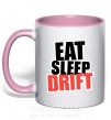 Чашка с цветной ручкой Eat sleep drift Нежно розовый фото