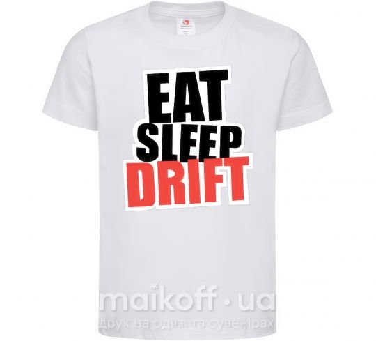 Детская футболка Eat sleep drift Белый фото