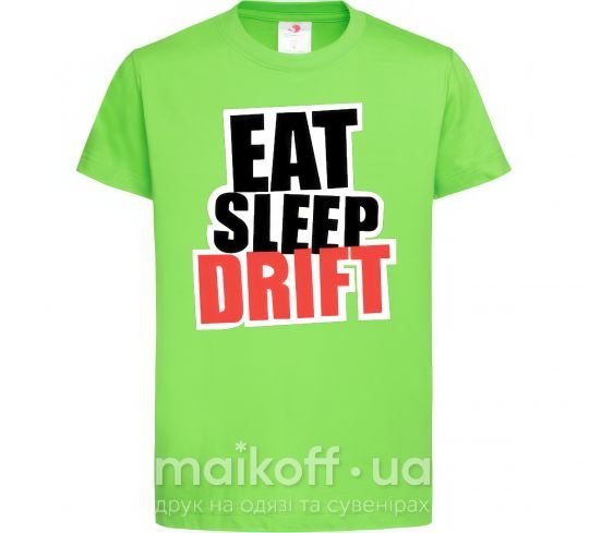 Дитяча футболка Eat sleep drift Лаймовий фото