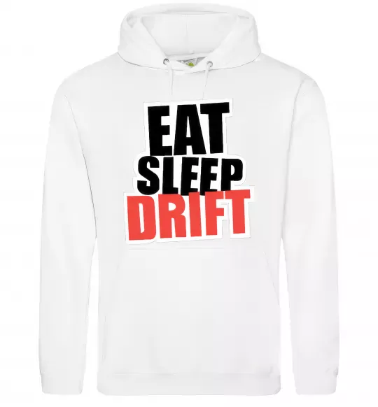 Мужская толстовка (худи) Eat sleep drift Белый фото