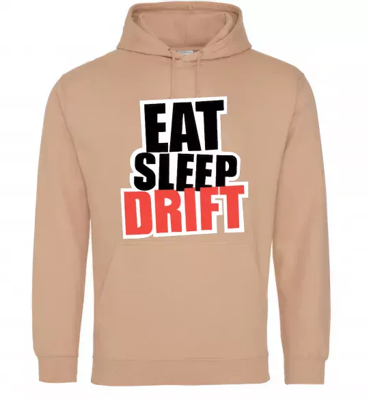 Женская толстовка (худи) Eat sleep drift Песочный фото