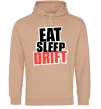 Женская толстовка (худи) Eat sleep drift Песочный фото