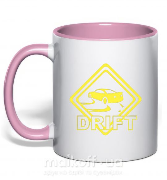 Чашка з кольоровою ручкою Дрифт знак Ніжно рожевий фото