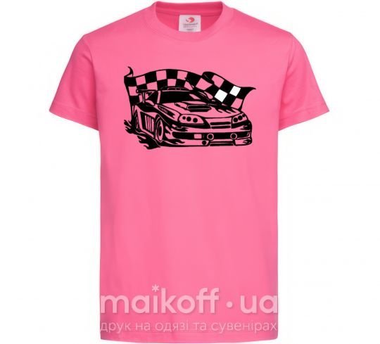 Детская футболка Гоночная машина Ярко-розовый фото