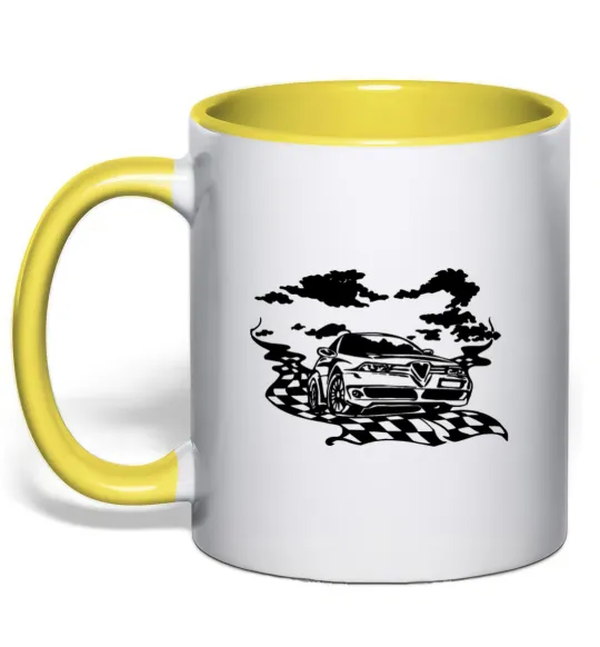 Чашка з кольоровою ручкою Alfa romeo car Лимонний фото