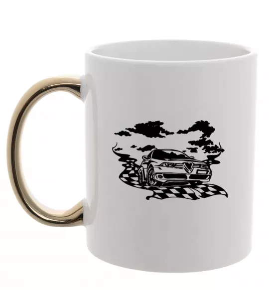 Чашка с цветной ручкой Alfa romeo car Золото фото