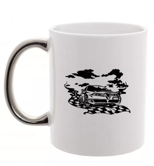 Чашка с цветной ручкой Alfa romeo car Серебро фото