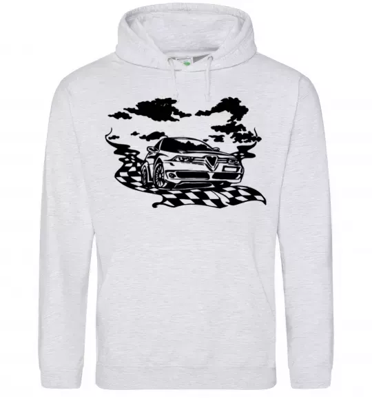 Мужская толстовка (худи) Alfa romeo car Серый меланж фото