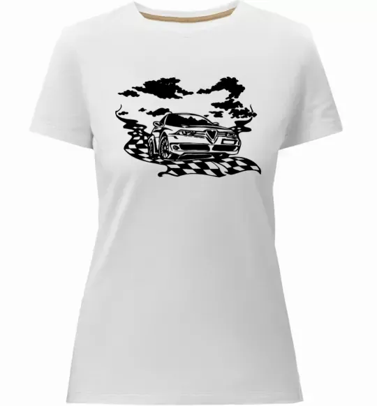 Жіноча преміум футболка Alfa romeo car Білий фото