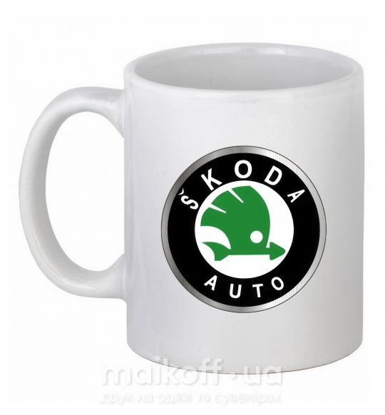 Чашка керамическая Skoda logo цветное Белый фото