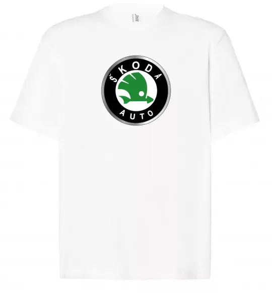 Футболка Оверсайз Skoda logo кольорове Білий фото