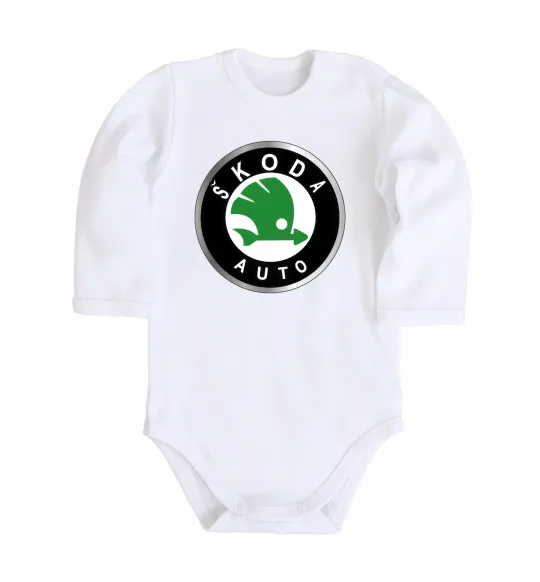 Дитячий бодік Skoda logo кольорове Білий фото