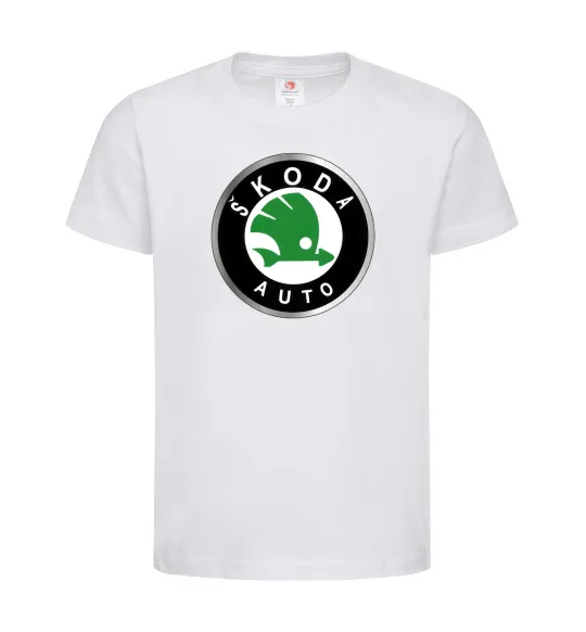 Дитяча футболка Skoda logo кольорове Білий фото