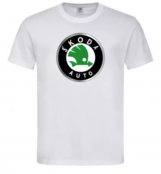 Чоловіча футболка Skoda logo кольорове Білий фото
