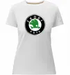 Женская премиум футболка Skoda logo кольорове Белый фото