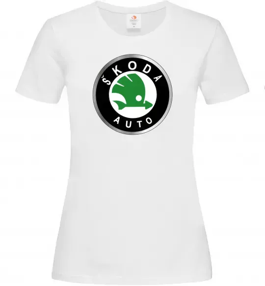 Женская футболка Skoda logo кольорове Белый фото