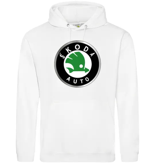 Мужская толстовка (худи) Skoda logo кольорове Белый фото