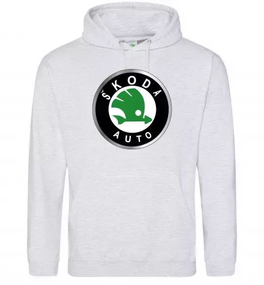 Мужская толстовка (худи) Skoda logo кольорове Серый меланж фото