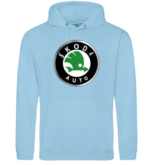 Чоловіча толстовка (худі) Skoda logo кольорове Блакитний фото
