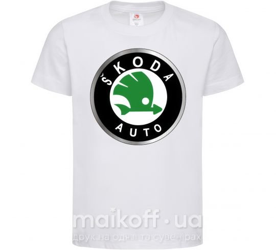 Дитяча футболка Skoda logo цветное Білий фото