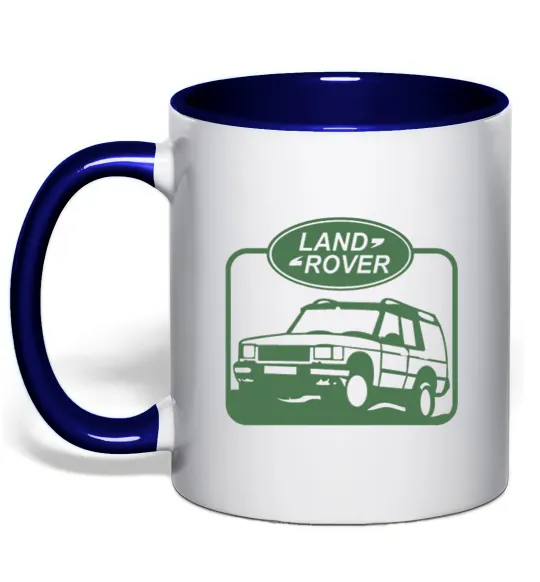 Чашка з кольоровою ручкою Land rover car Глибокий темно-синій фото