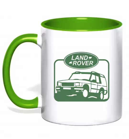 Чашка з кольоровою ручкою Land rover car Зелений фото