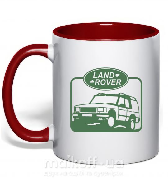 Чашка з кольоровою ручкою Land rover car Червоний фото