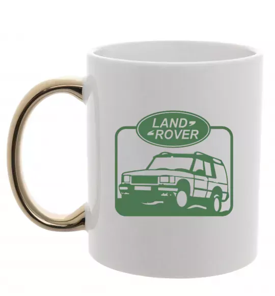 Чашка з кольоровою ручкою Land rover car Золото фото