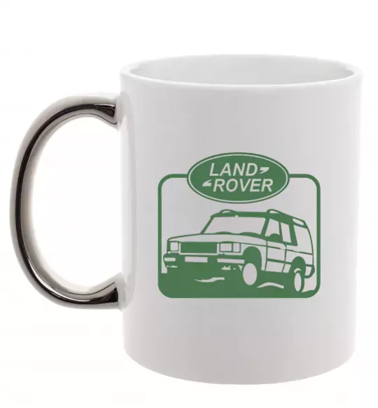 Чашка з кольоровою ручкою Land rover car Срібло фото