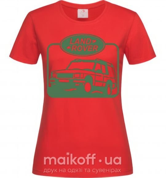 Жіноча футболка Land rover car Червоний фото