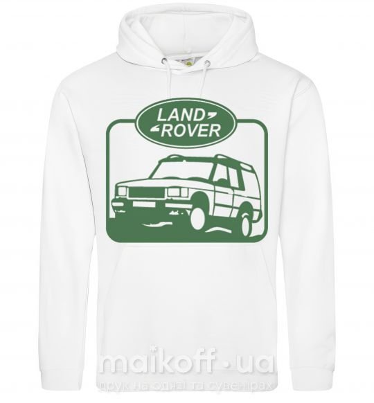 Мужская толстовка (худи) Land rover car Белый фото